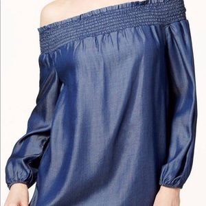 Michael Kors off the shoulder denim blouse